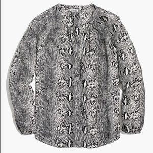 J.Crew snakeskin-print button-up raglan top